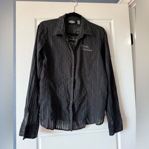 Harley-Davidson Charcoal and Silver Top button up. Ladies Large.